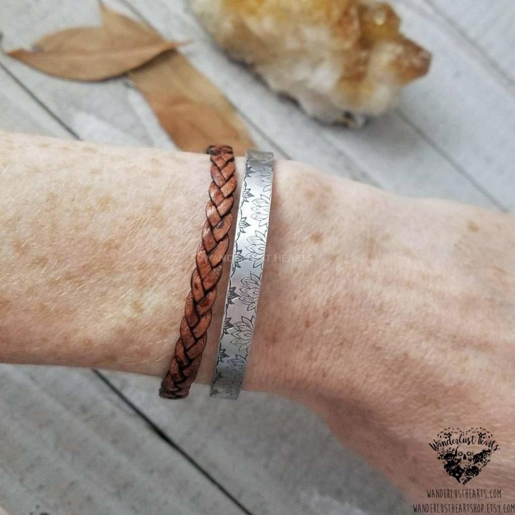 Braided leather bracelet-Wanderlust Hearts