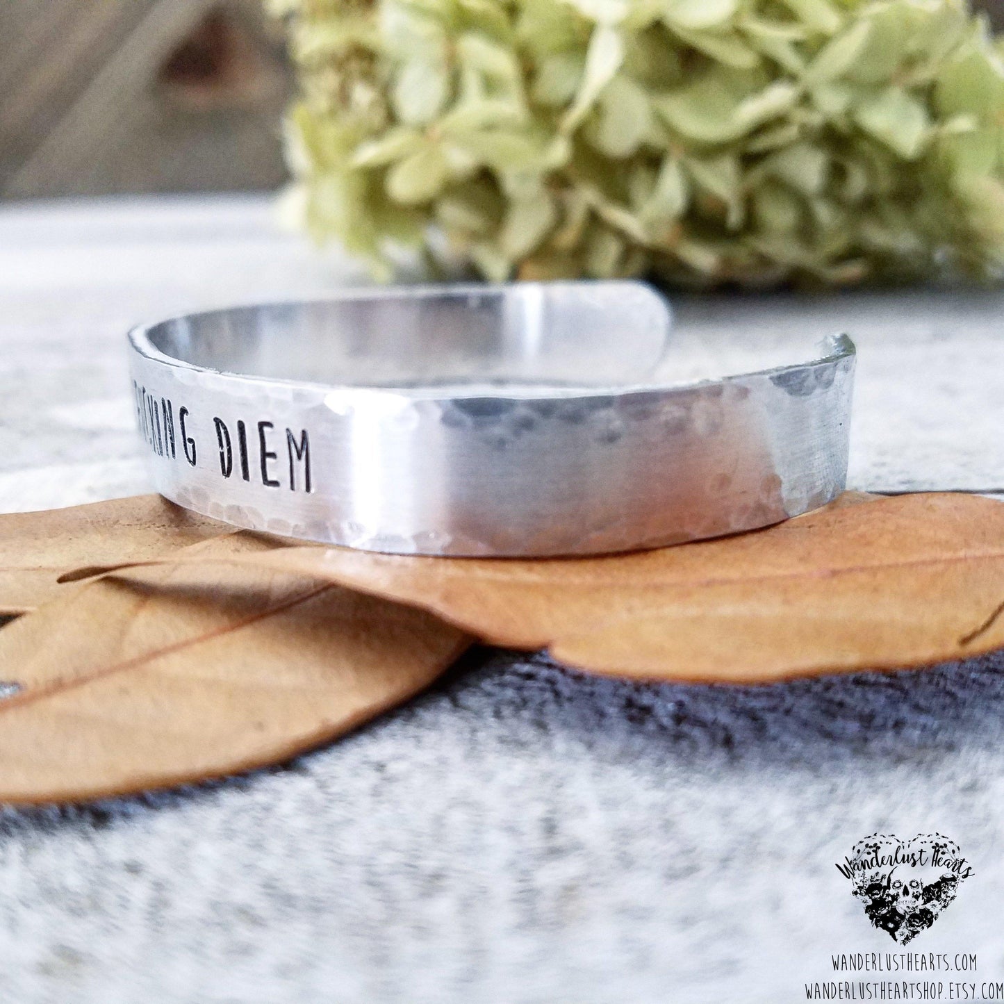 Carpe that f diem Stamped cuff bracelet-Wanderlust Hearts