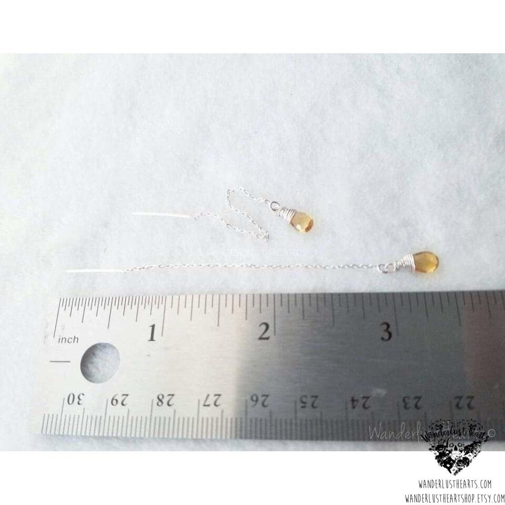 Citrine sterling threader earrings-Wanderlust Hearts