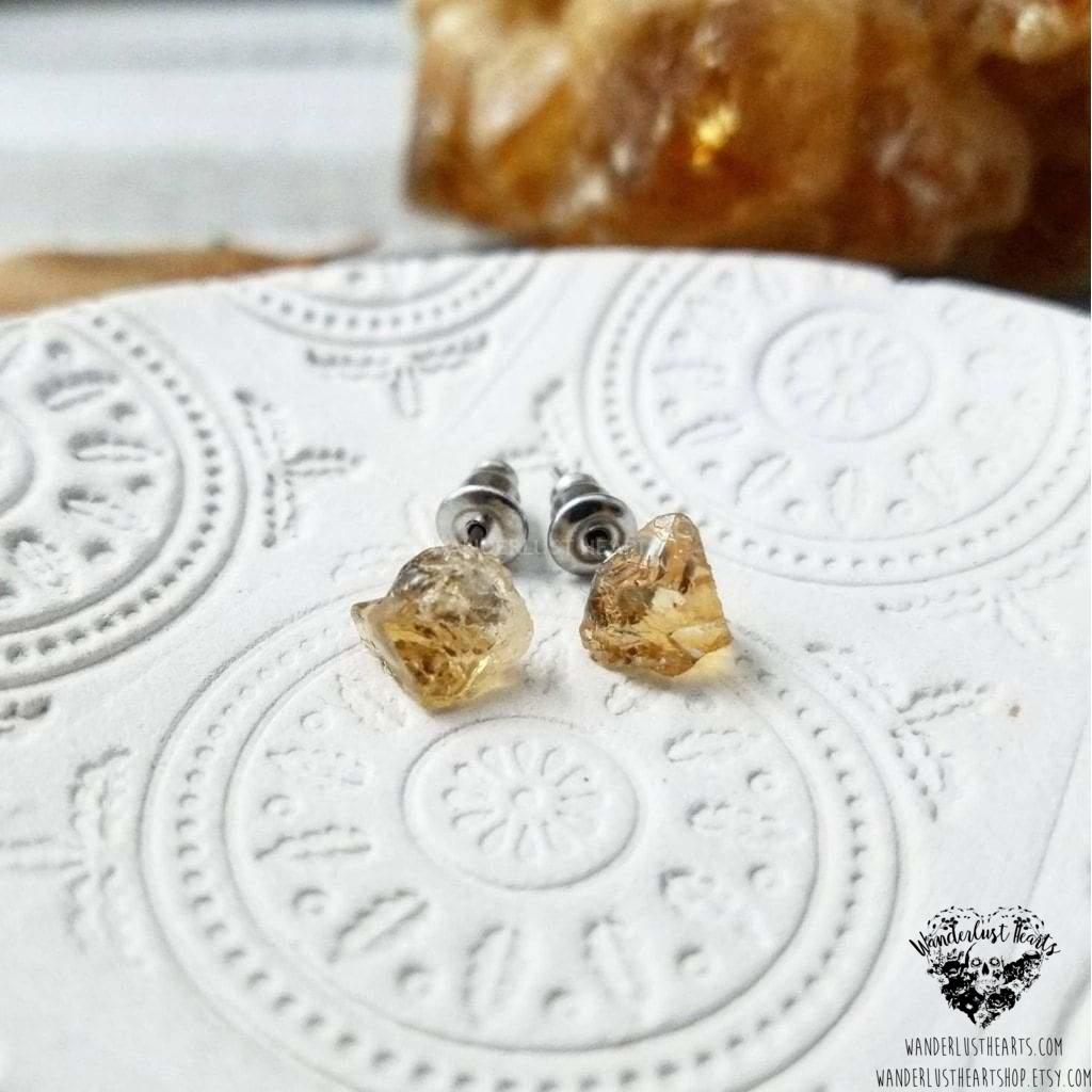 Citrine stud earrings-Wanderlust Hearts