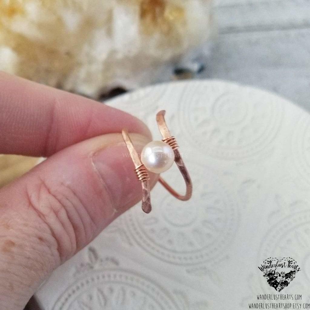 Copper pearl ring-Wanderlust Hearts