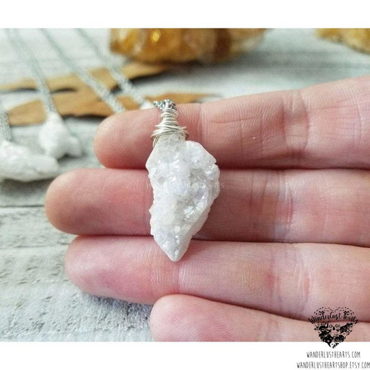 Druzy crystal necklace-Wanderlust Hearts