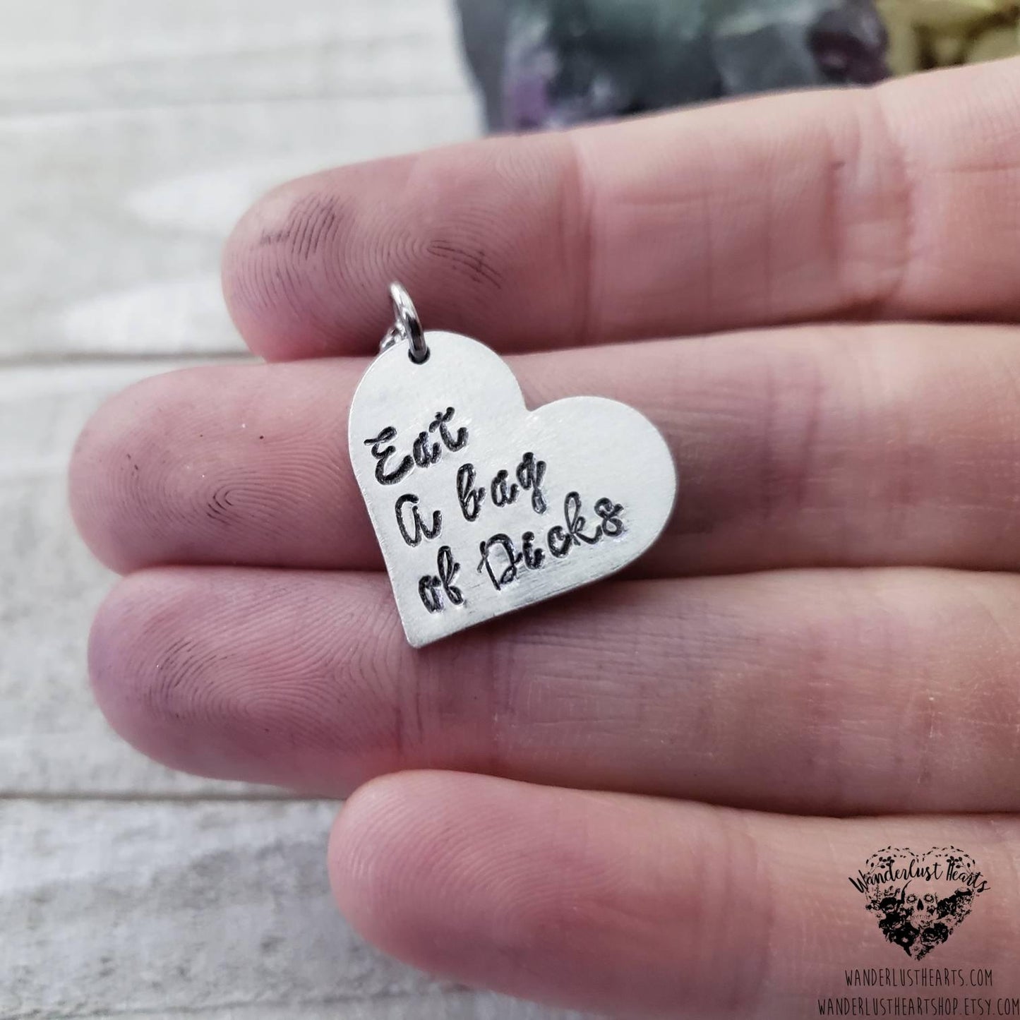 Eat a bag of Dicks necklace-Wanderlust Hearts