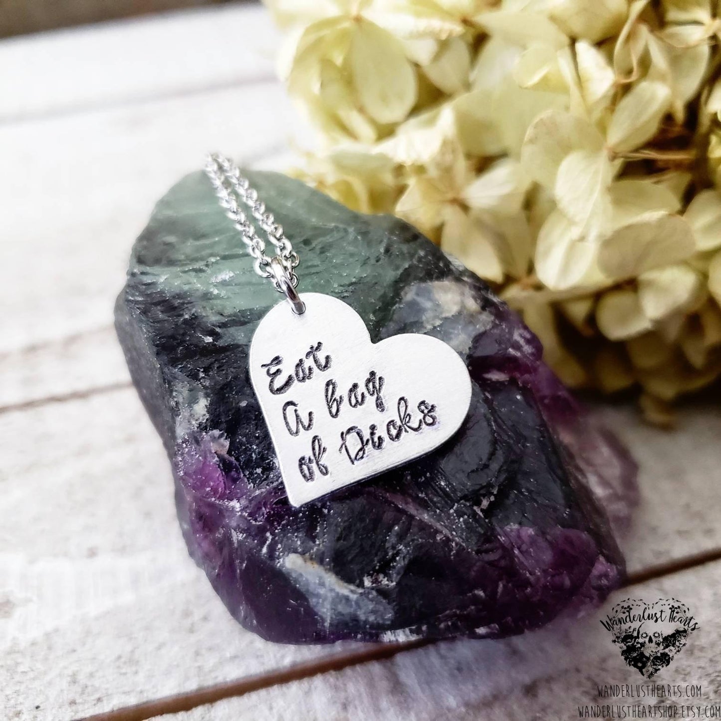 Eat a bag of Dicks necklace-Wanderlust Hearts