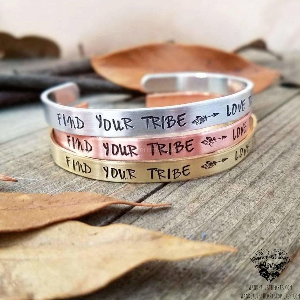 Find your tribe - love them hard Cuff bracelet-Wanderlust Hearts