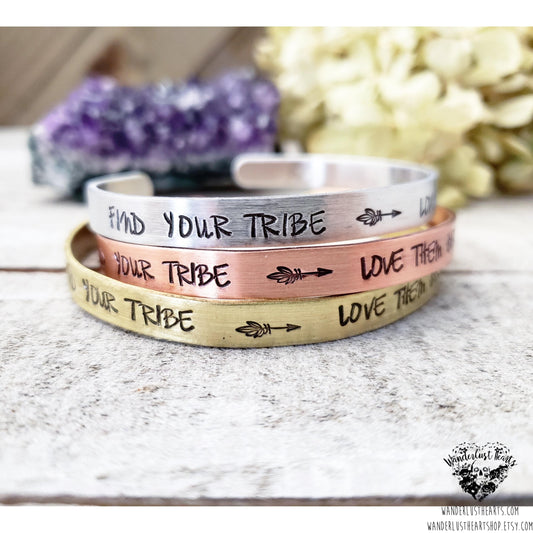 Find your tribe - love them hard Cuff bracelet-Wanderlust Hearts