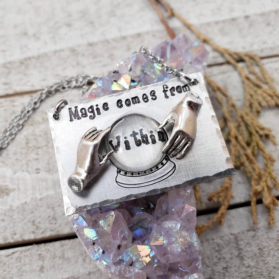 Crystal ball fortune teller necklace