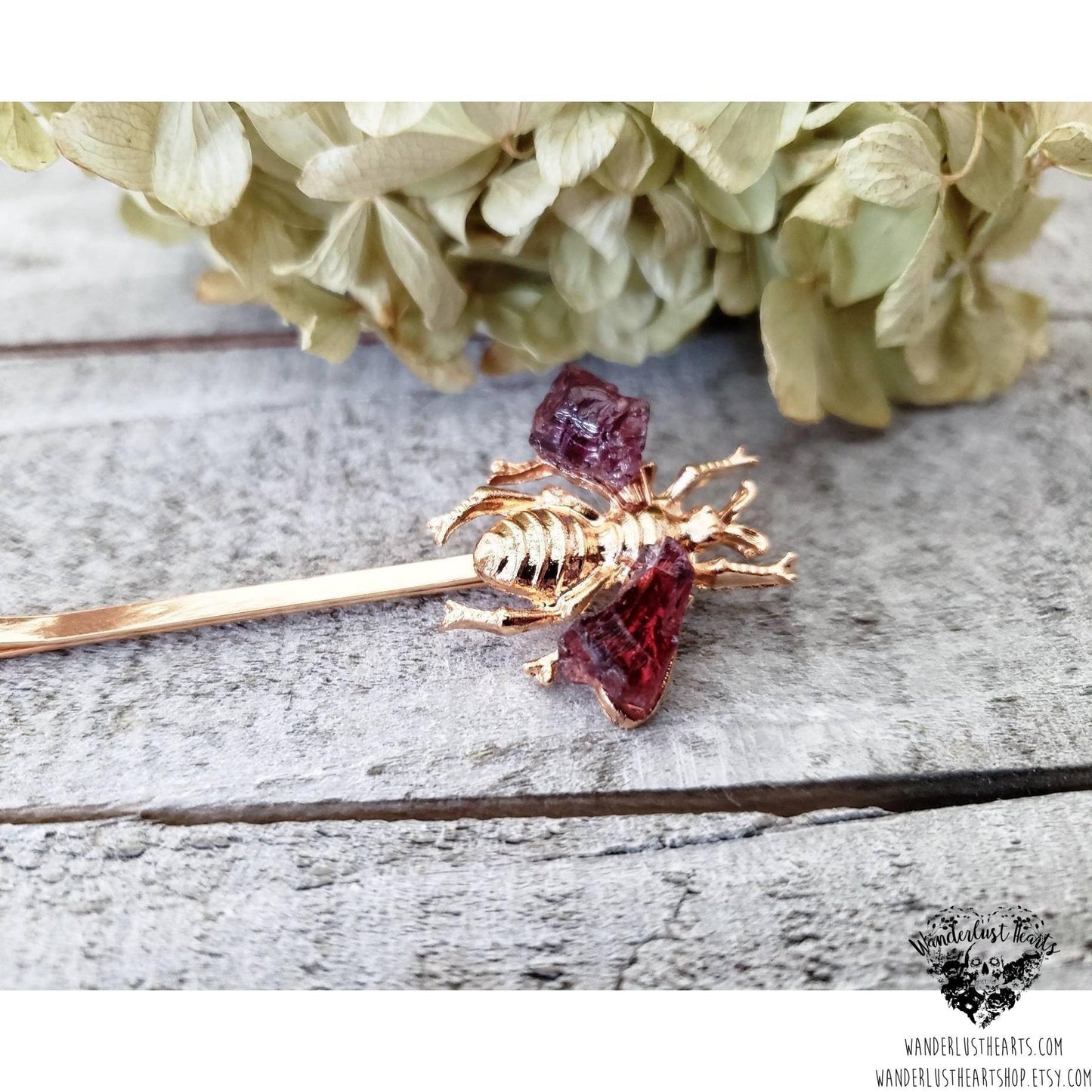 Gemstone Bee hair pin-Wanderlust Hearts