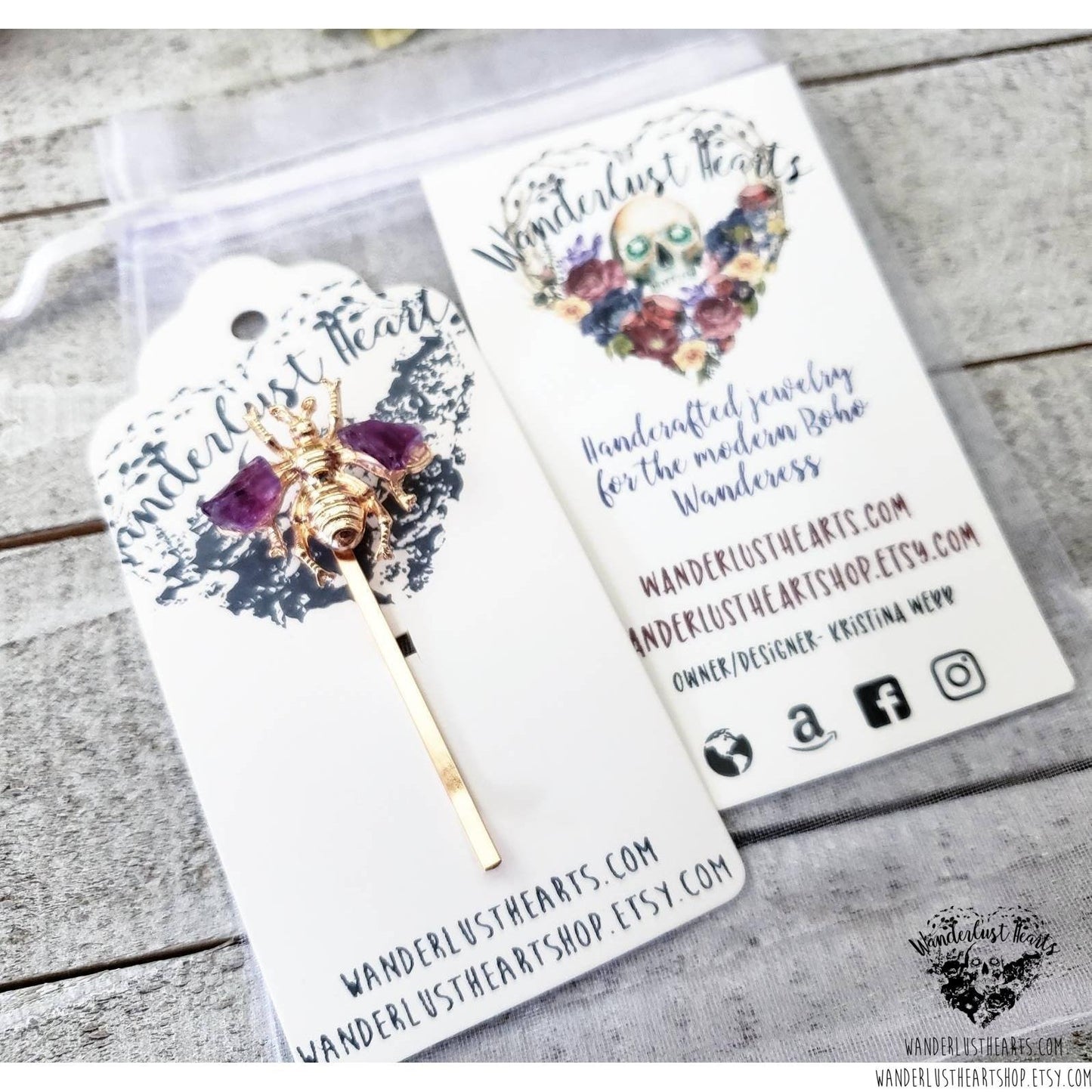 Gemstone Bee hair pin-Wanderlust Hearts