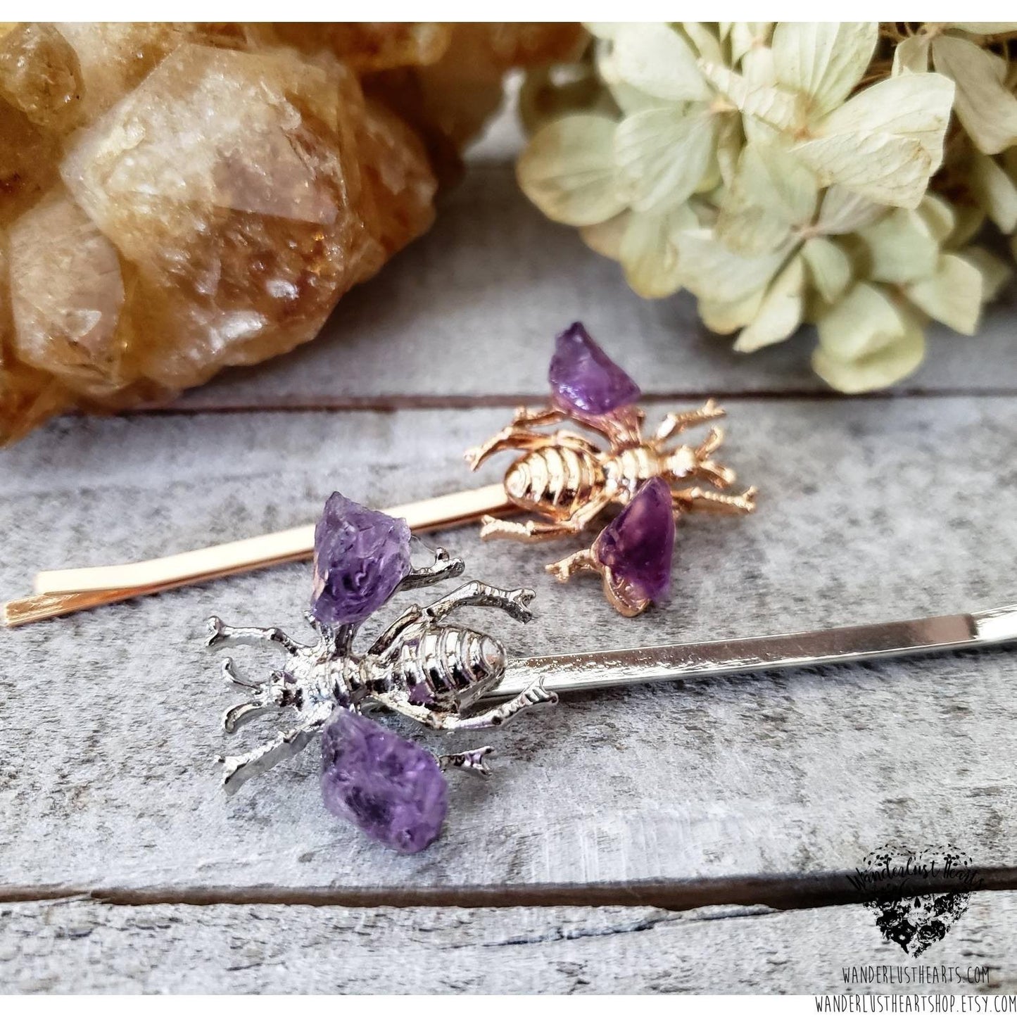 Gemstone Bee hair pin-Wanderlust Hearts