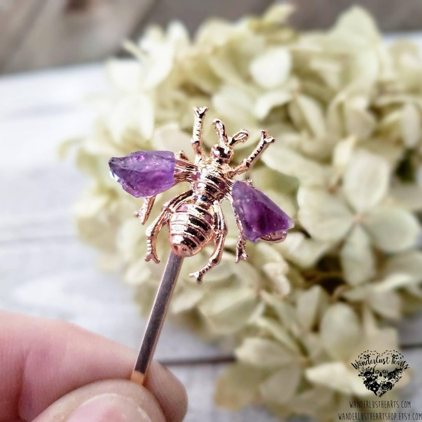 Gemstone Bee hair pin-Wanderlust Hearts