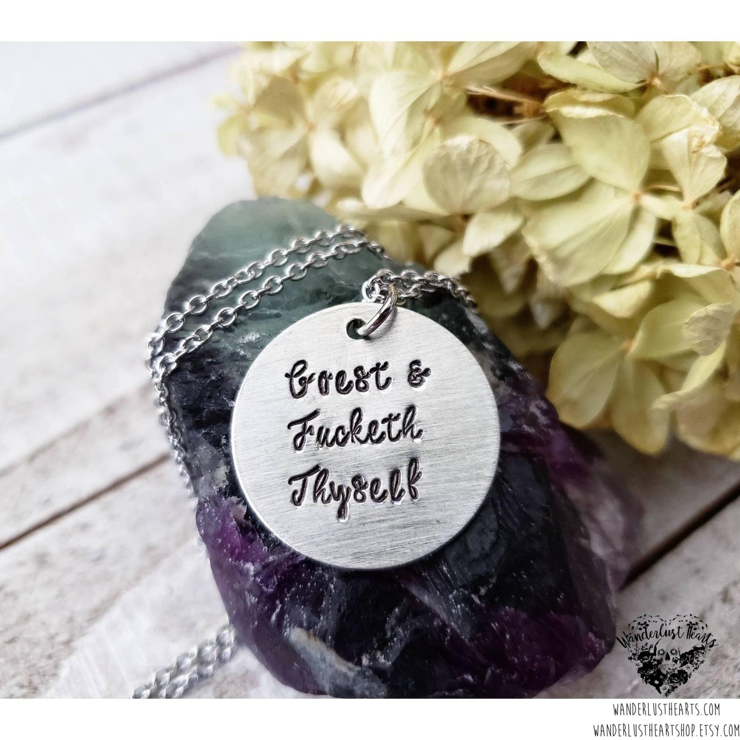 Goeth and fucketh thyself necklace-Wanderlust Hearts