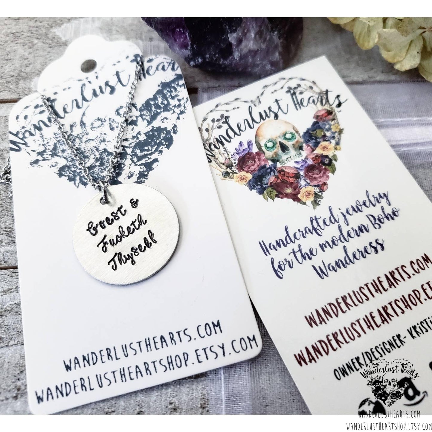 Goeth and fucketh thyself necklace-Wanderlust Hearts