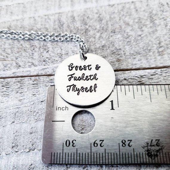 Goeth and fucketh thyself necklace-Wanderlust Hearts
