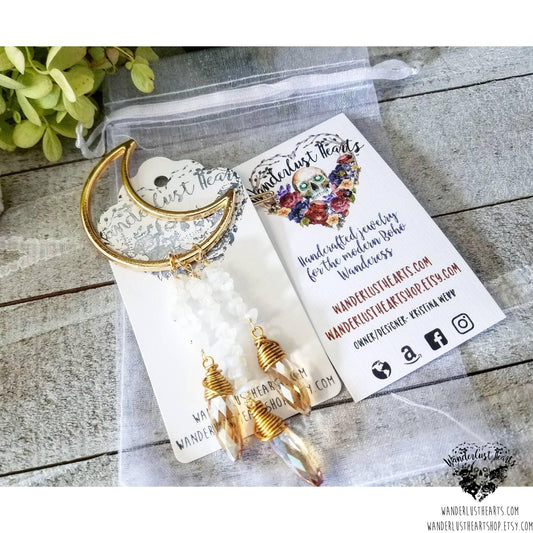 Gold Crescent moon hair clip-Wanderlust Hearts