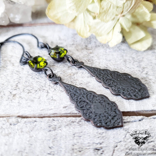 Gothic crystal earrings-Wanderlust Hearts