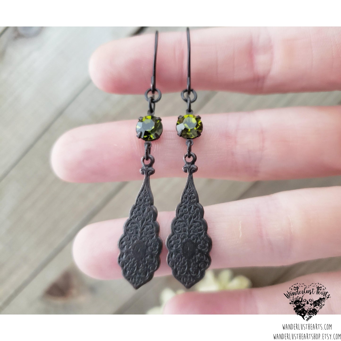 Gothic crystal earrings-Wanderlust Hearts