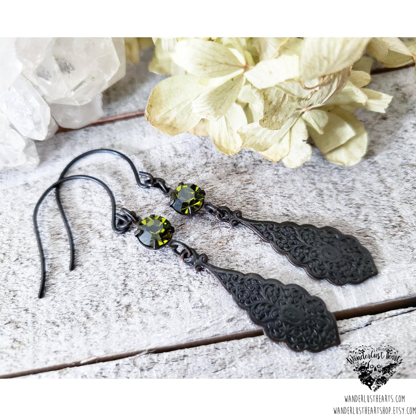 Gothic crystal earrings-Wanderlust Hearts
