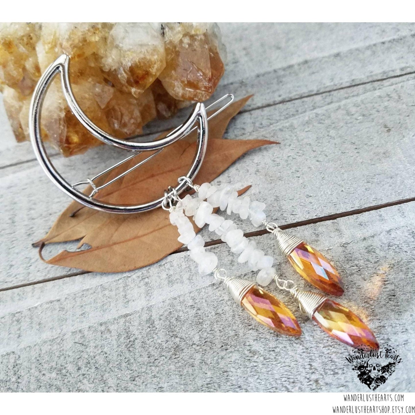 Halloween Moon hair clip-Wanderlust Hearts