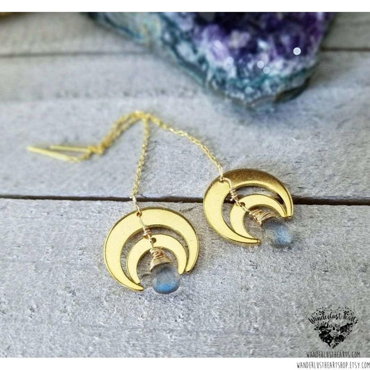 Horn Moon threader earrings-Wanderlust Hearts