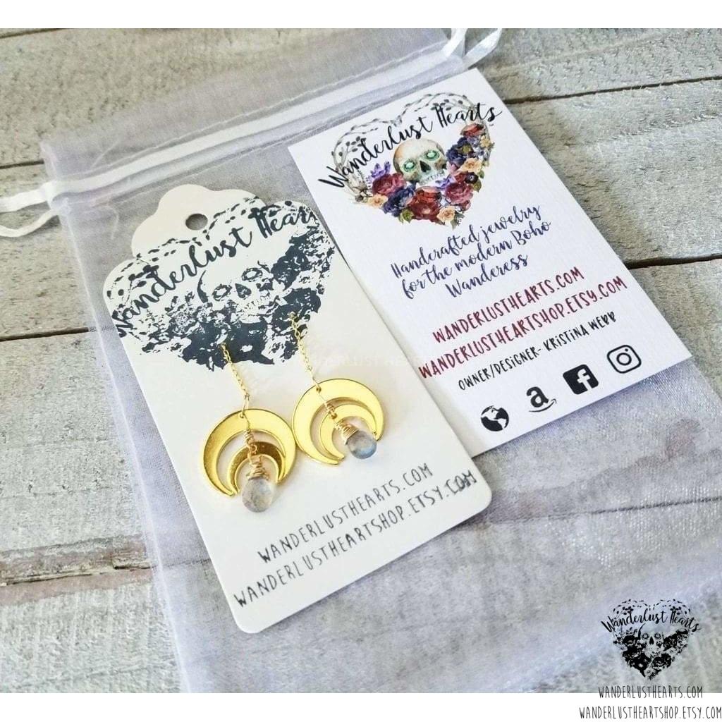 Horn Moon threader earrings-Wanderlust Hearts
