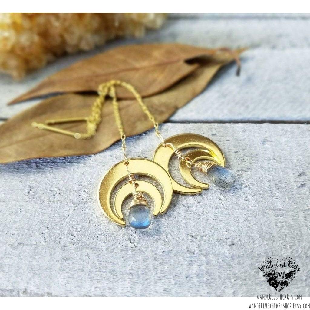 Horn Moon threader earrings-Wanderlust Hearts