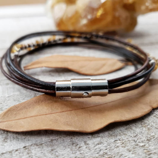 Citrine leather bracelet