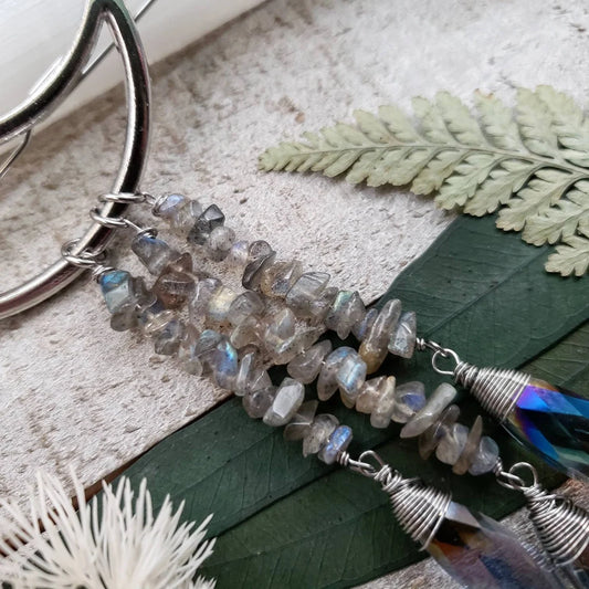 Silver moon Labradorite hair clip