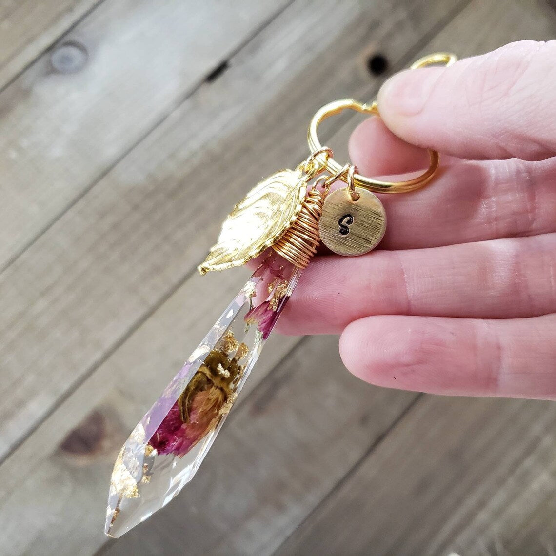 Rose crystal keychain