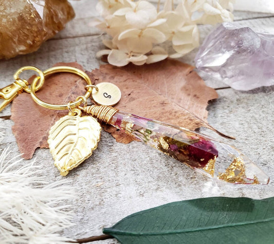 Rose crystal keychain