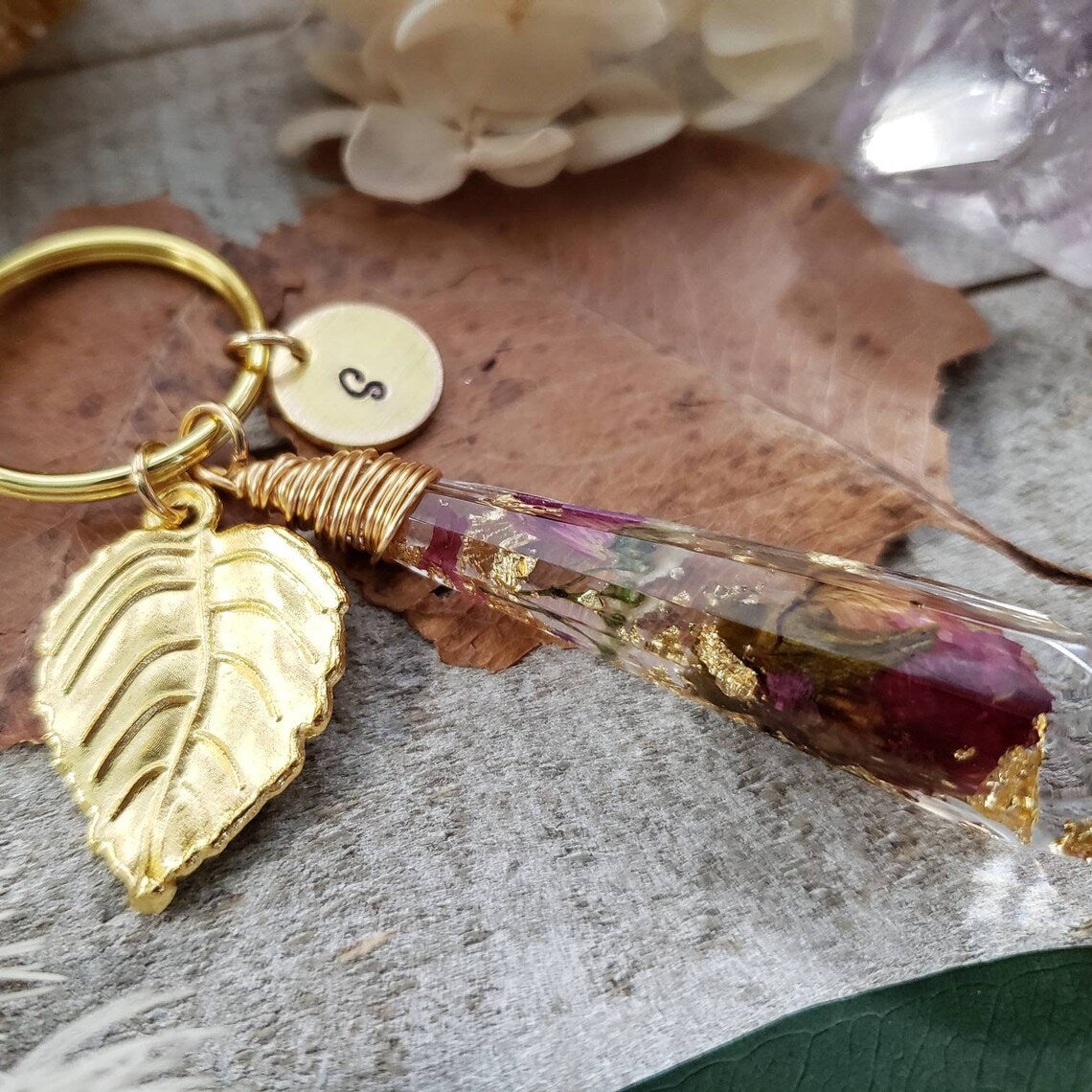 Rose crystal keychain