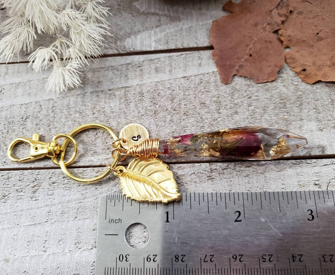 Rose crystal keychain