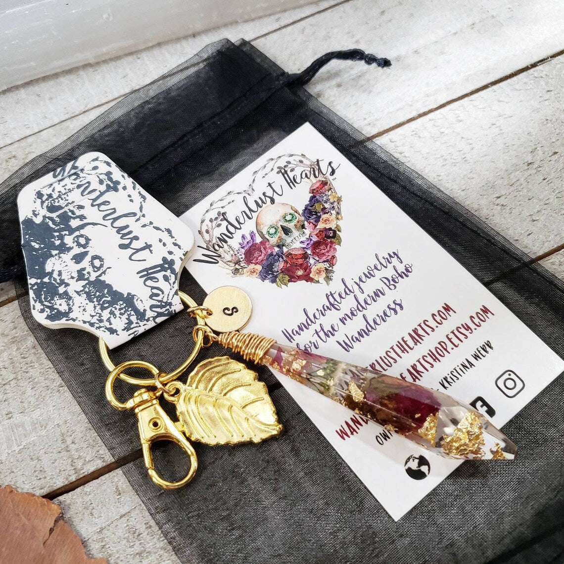Rose crystal keychain