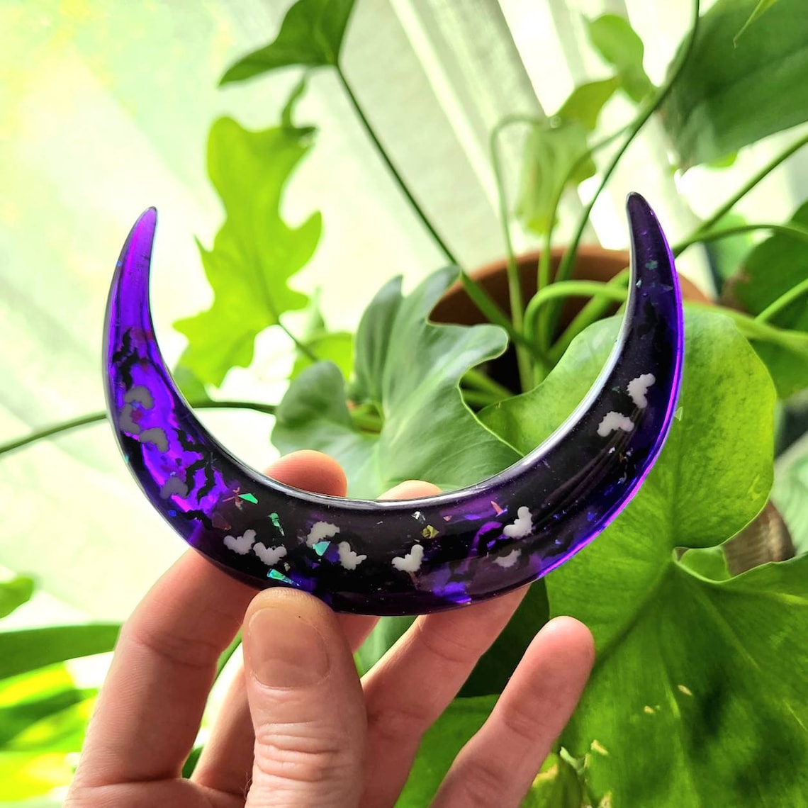 Glow bat moon hair fork