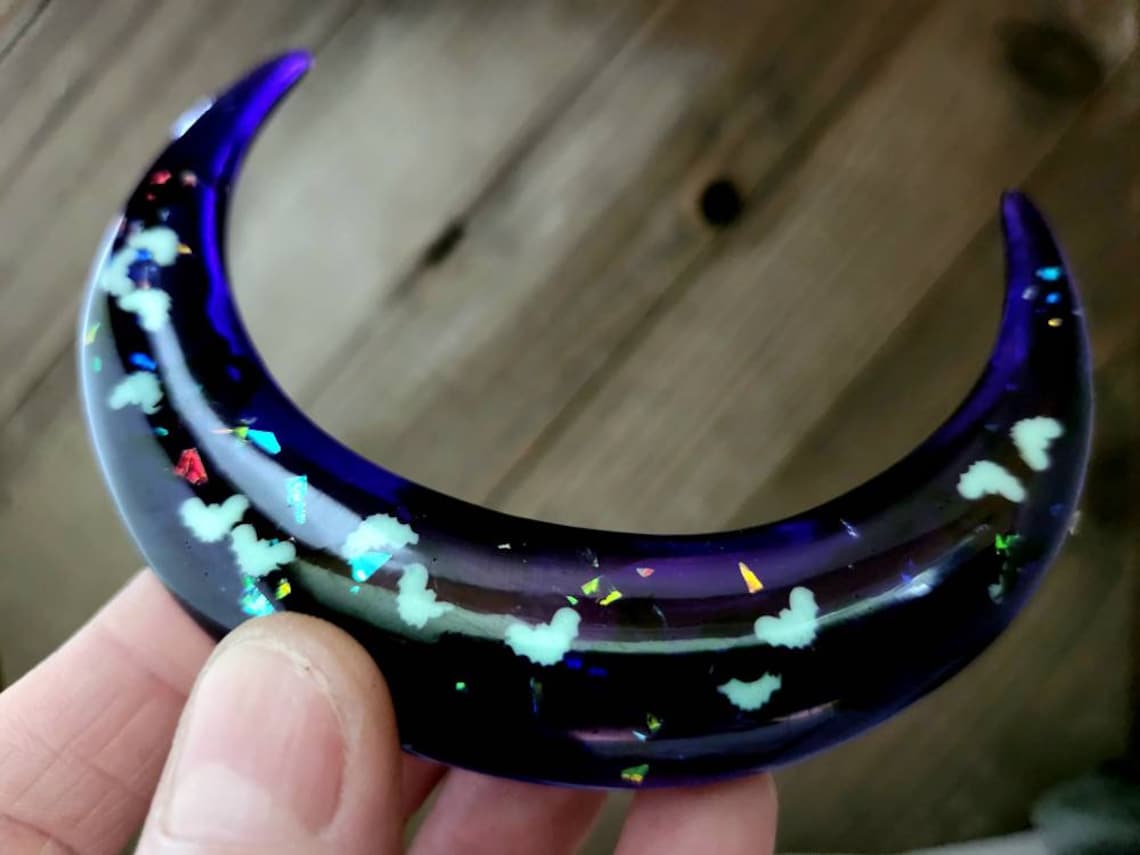 Glow bat moon hair fork