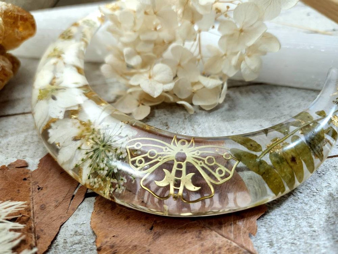 Luna moth floral moon hair fork