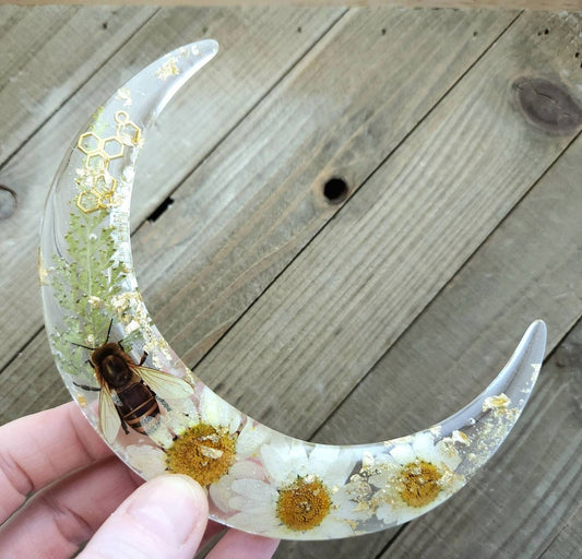 Floral bee moon hair fork