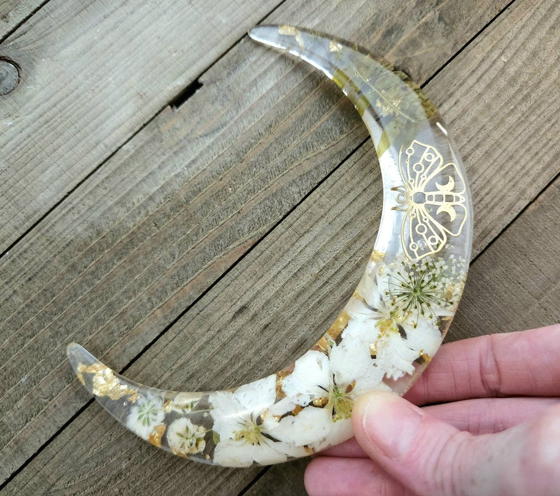 Luna moth floral moon hair fork