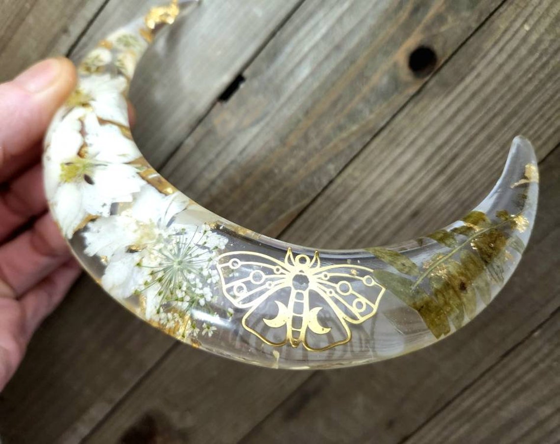 Luna moth floral moon hair fork