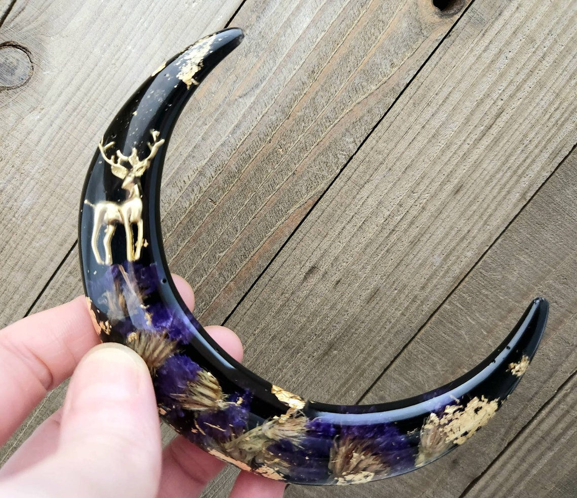 Dark forest floral hair fork