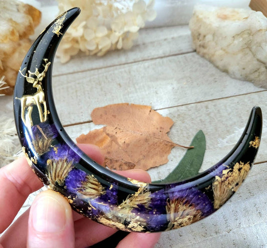 Dark forest floral hair fork