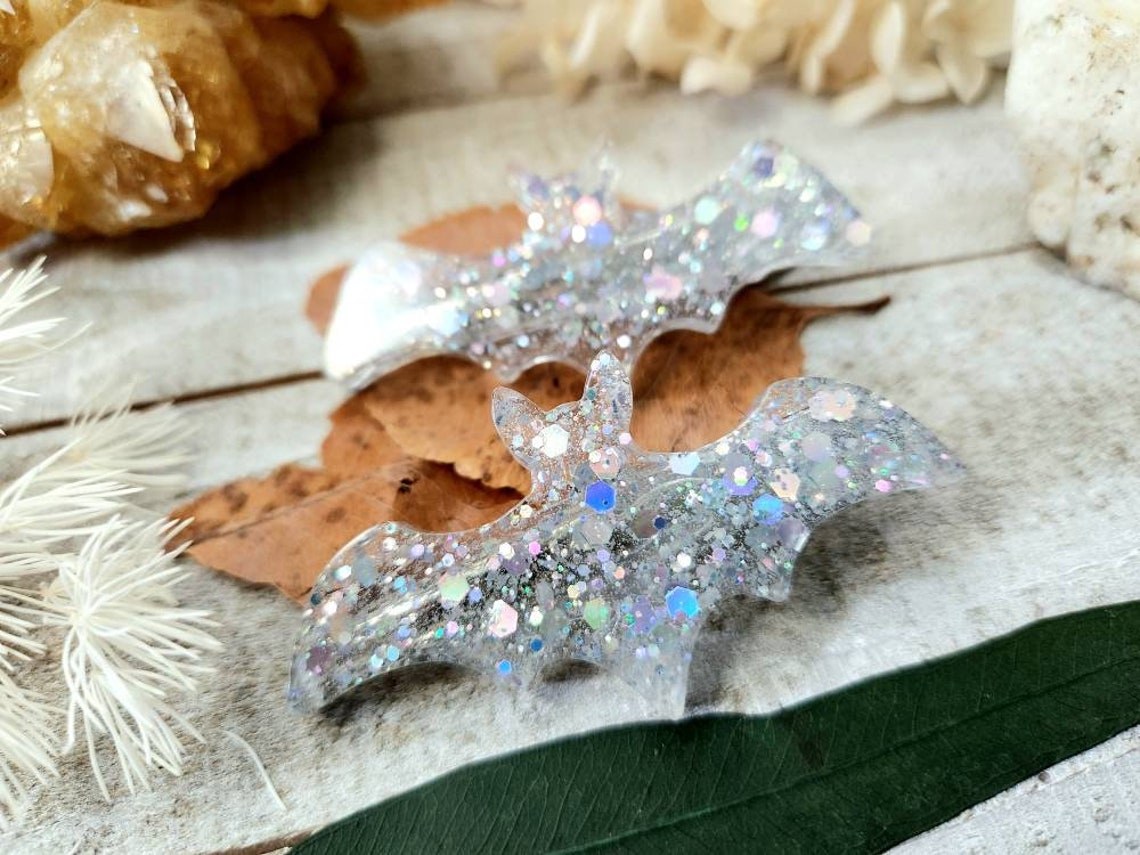 Glitter Bat hair clip 2pc set