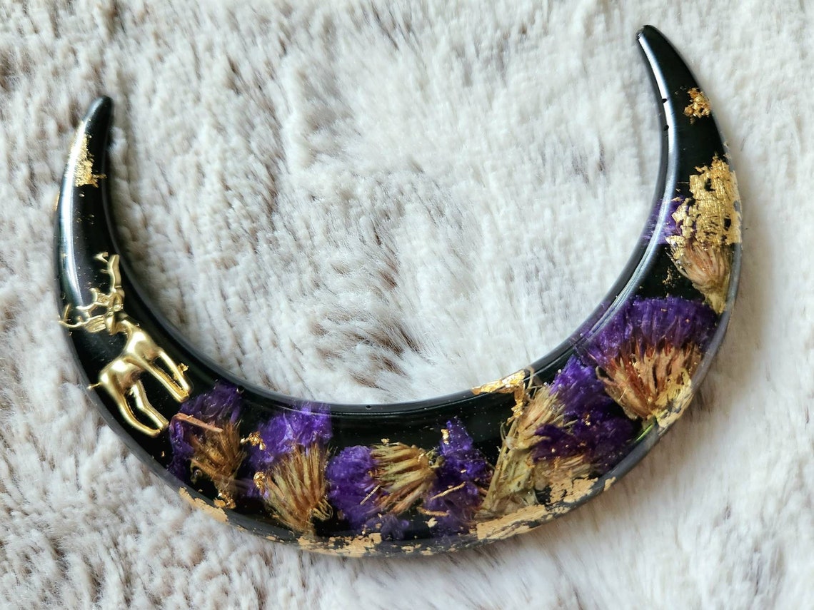 Dark forest floral hair fork