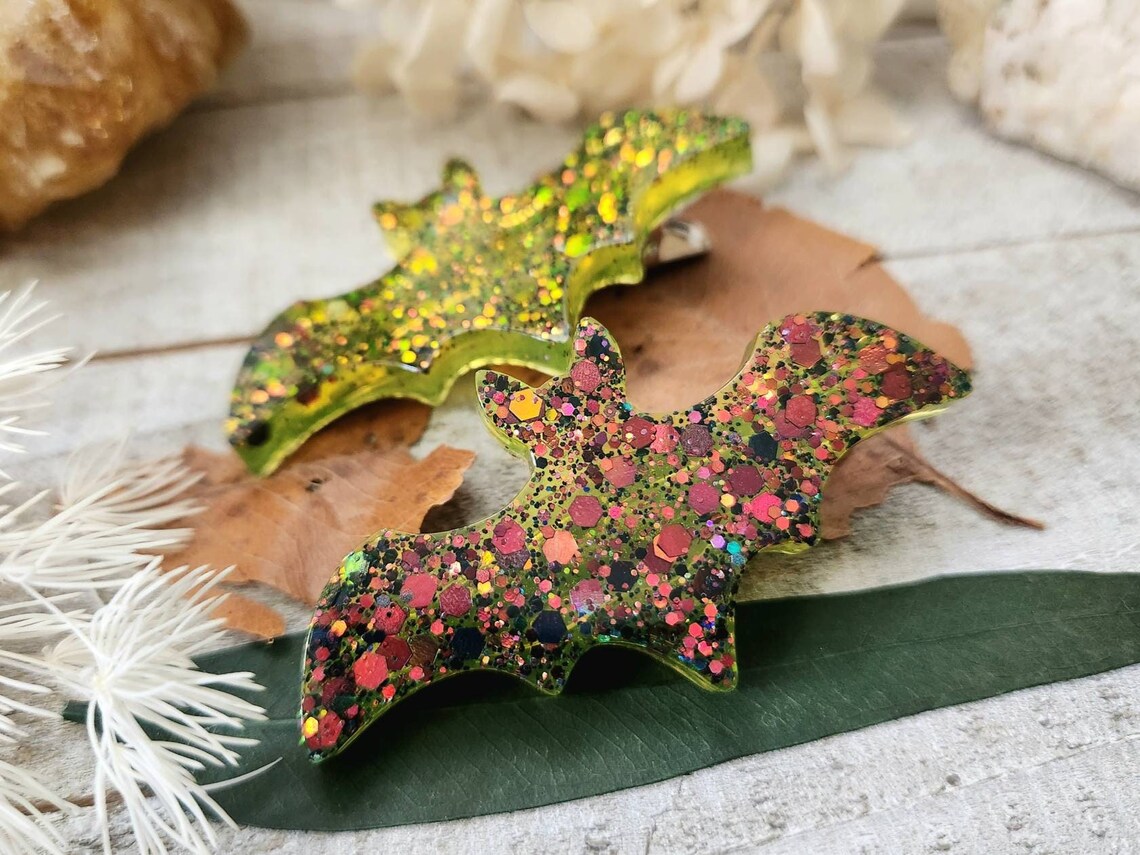 Glitter Bat hair clip 2pc set