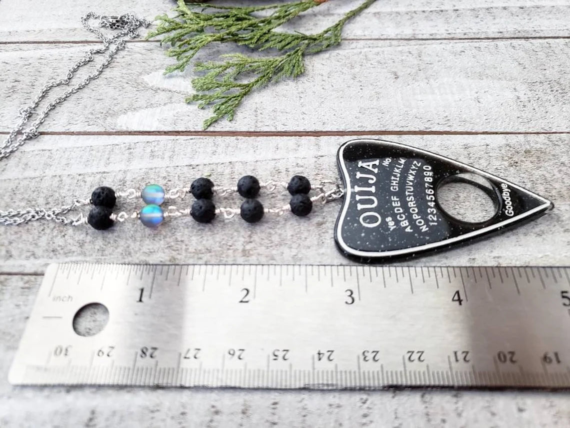 Black Ouija planchette necklace