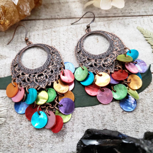 Colorful Boho shell earrings