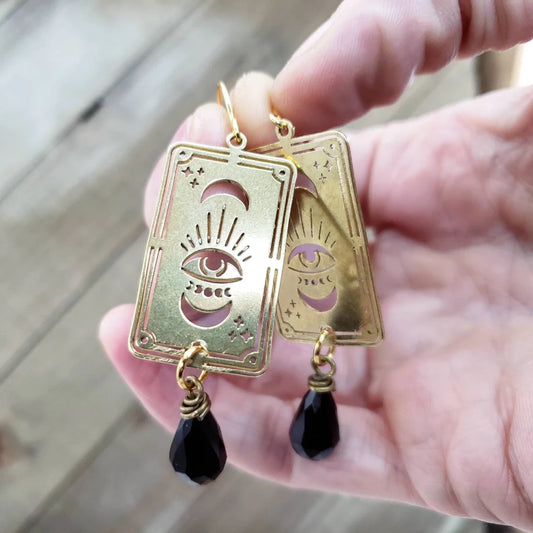 Gold tarot card earrings