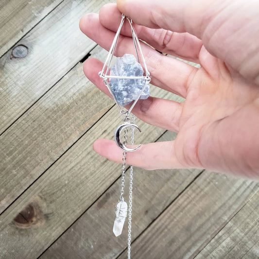 Celestite pendulum sun catcher