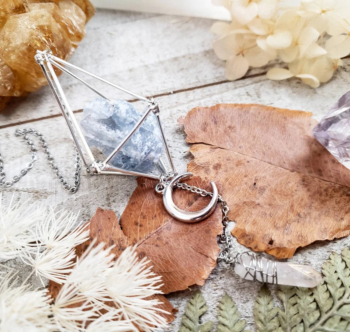 Celestite pendulum sun catcher