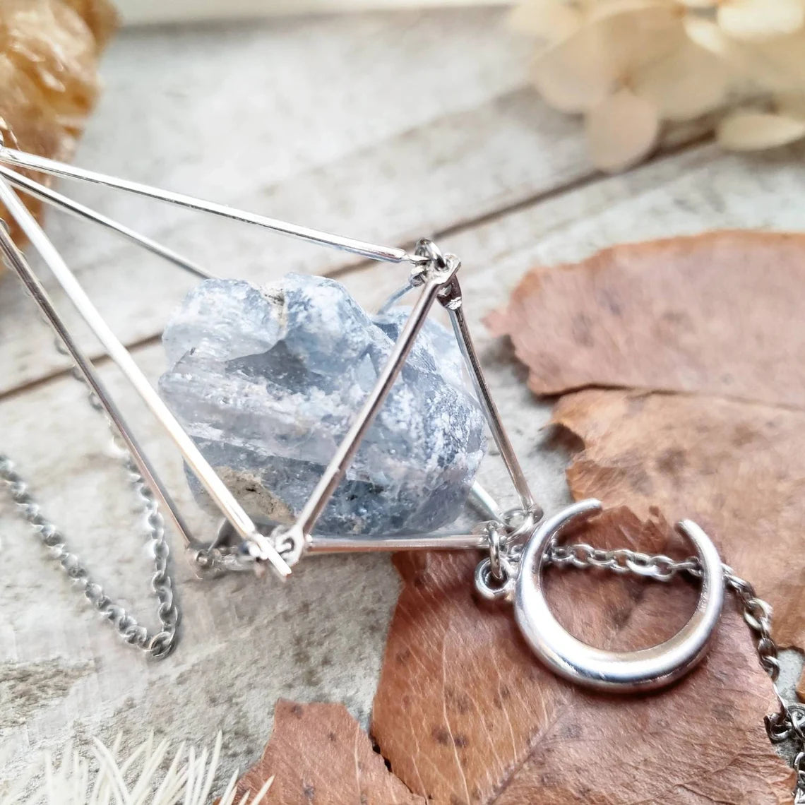 Celestite pendulum sun catcher